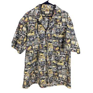 Hawaiian Shirt Mens 2xl Winnie Fashion Yellow/Bla… - image 1